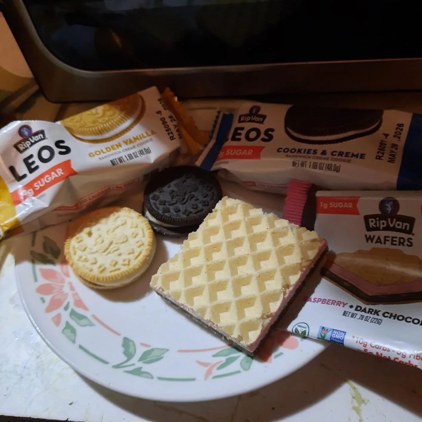 Customer photo of low-GI snack bars arranged on a table showing packaging and product variety