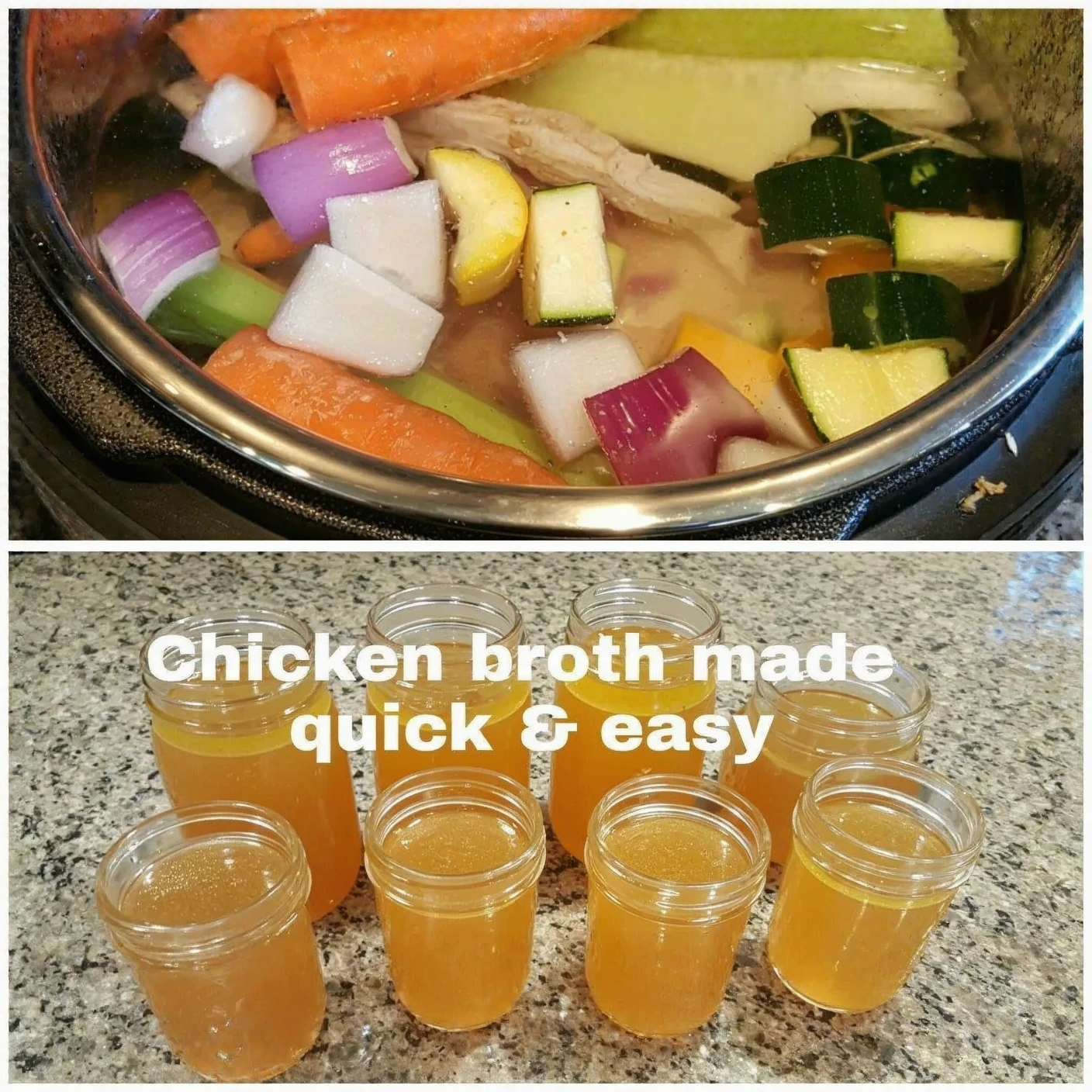 Customer photo of slow cooker with golden bone broth simmering inside