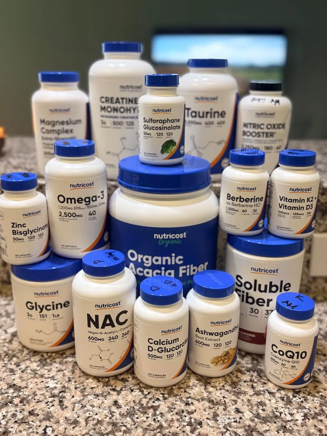 Customer photo of NAC Glutathione Alpha-Lipoic Acid supplement bottle showing label and capsules