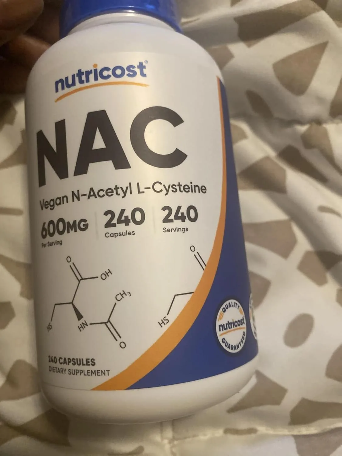 Customer photo of NAC, Glutathione, and Alpha-Lipoic Acid supplement bottle with label visible