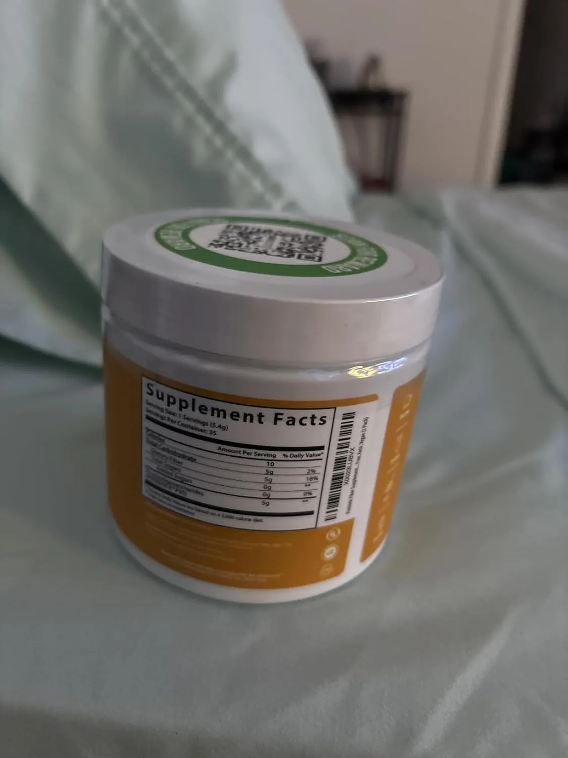 Customer photo of IBS relief supplement bottle displayed on bathroom counter