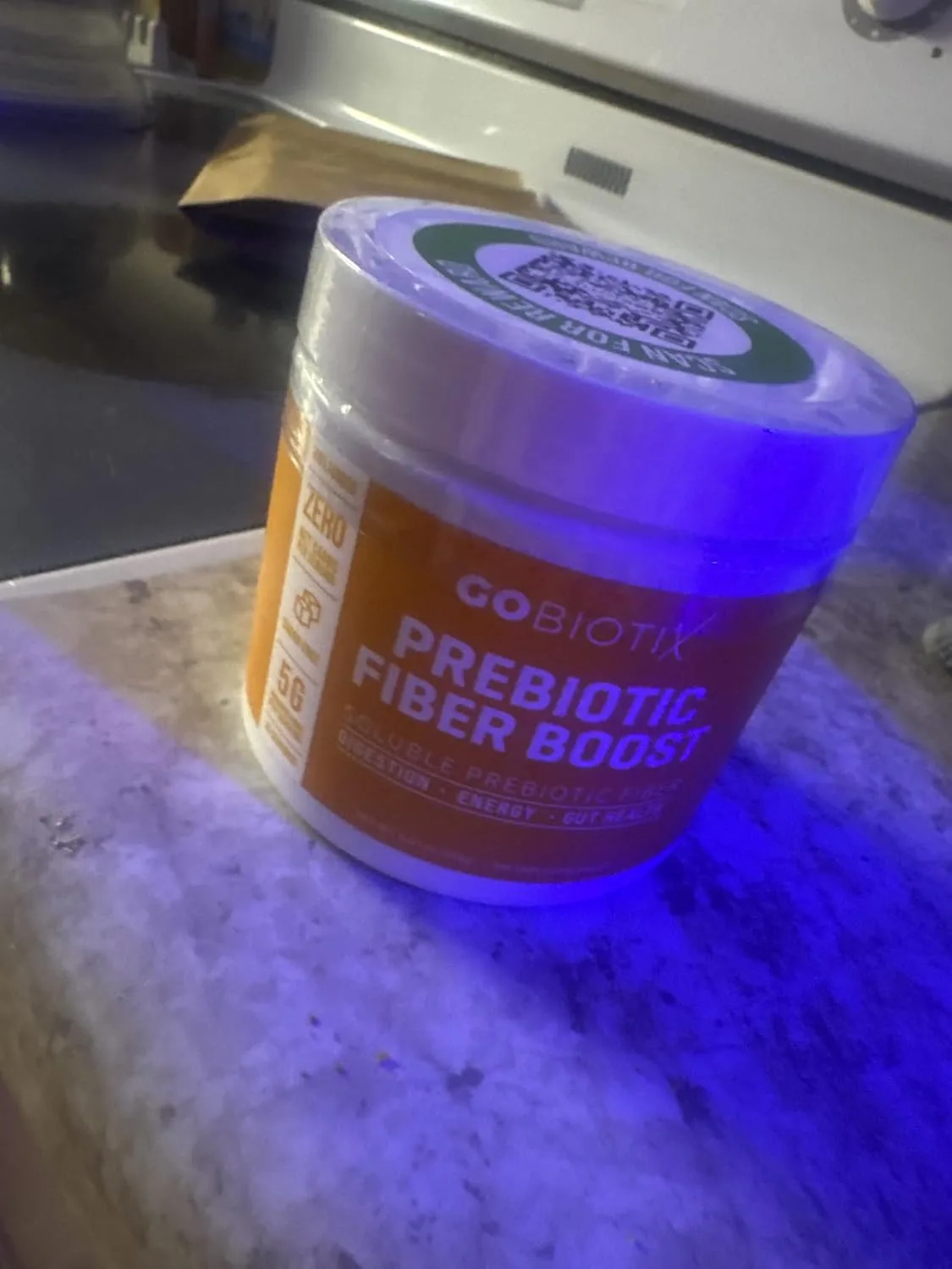 Customer photo of IBS supplement bottle showing label and packaging details