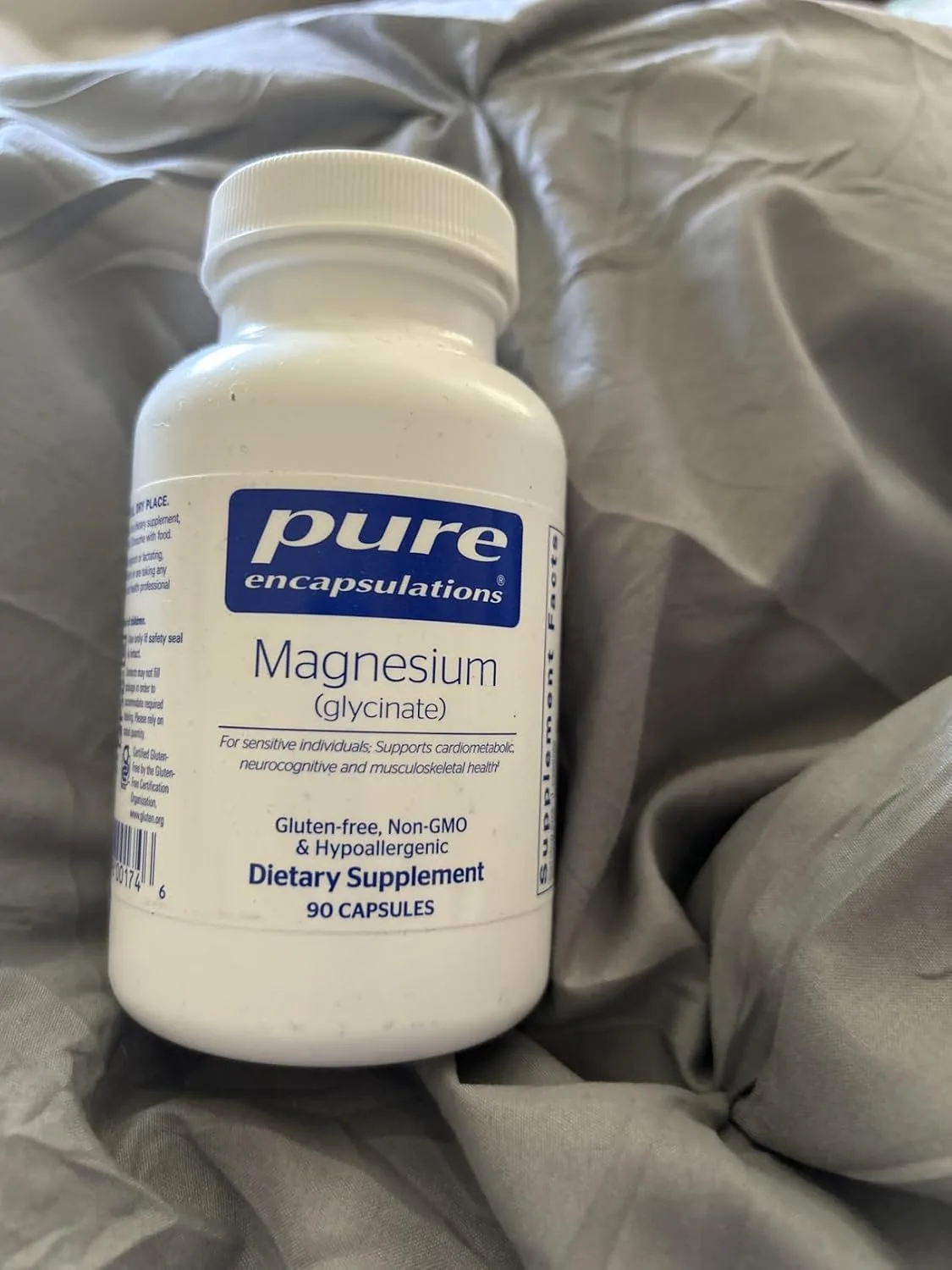 Customer photo of magnesium supplement bottle showing label and dosage information