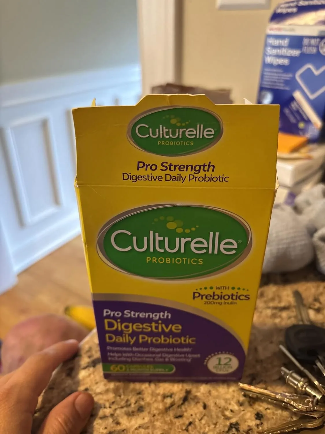 Customer photo of Culturelle Daily Probiotic bottle showing the label and capsules