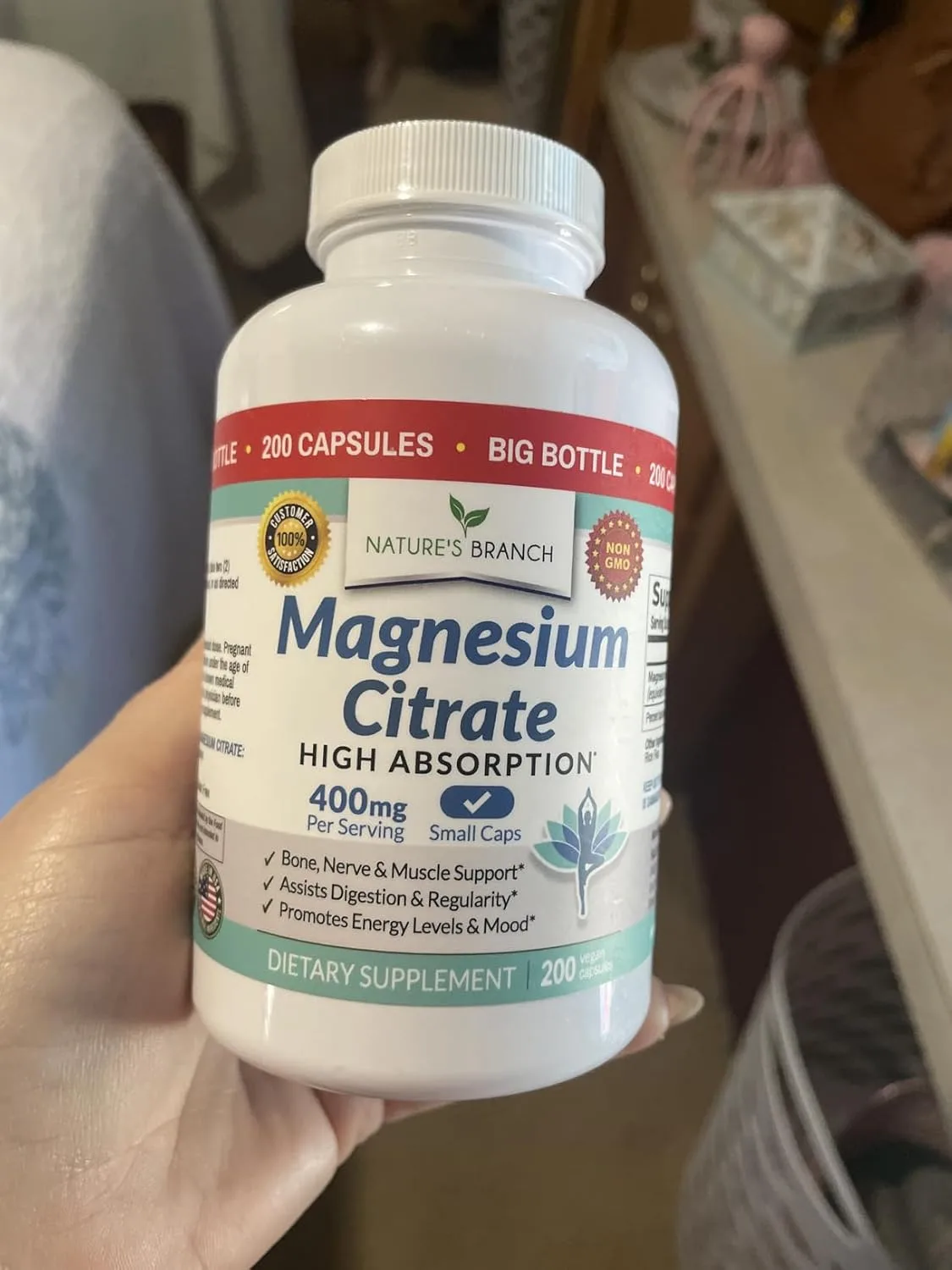 Customer photo of magnesium supplement bottle displayed on a table