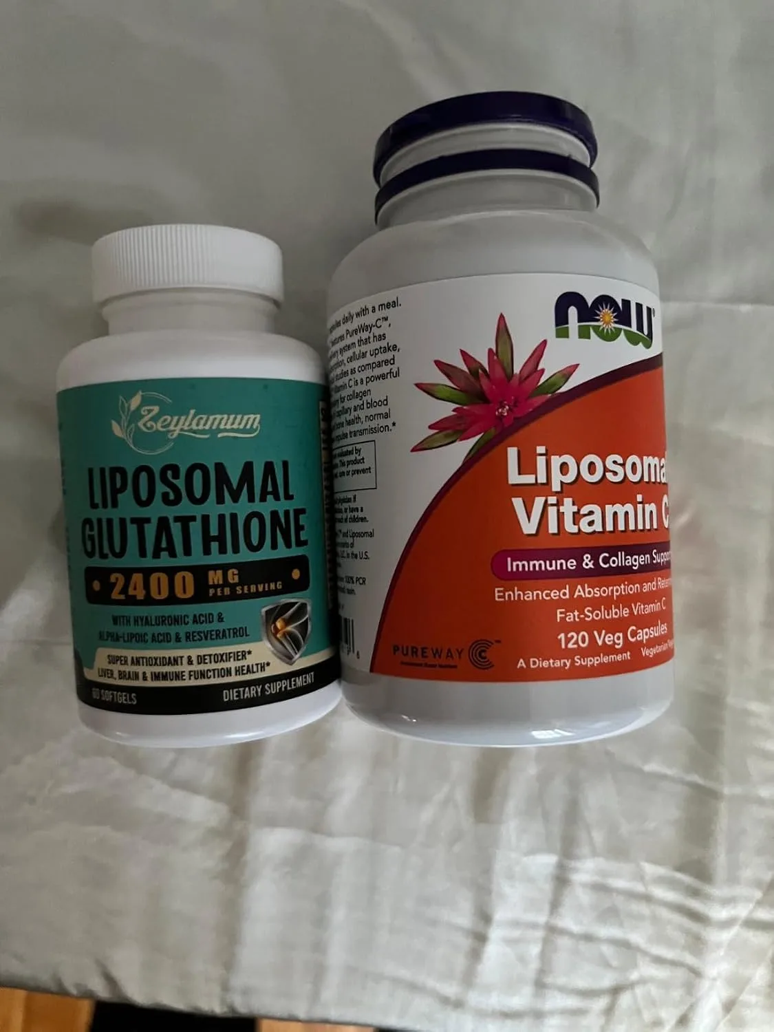 Customer photo of NAC, Glutathione, and Alpha-Lipoic Acid supplement bottle showing label and capsules