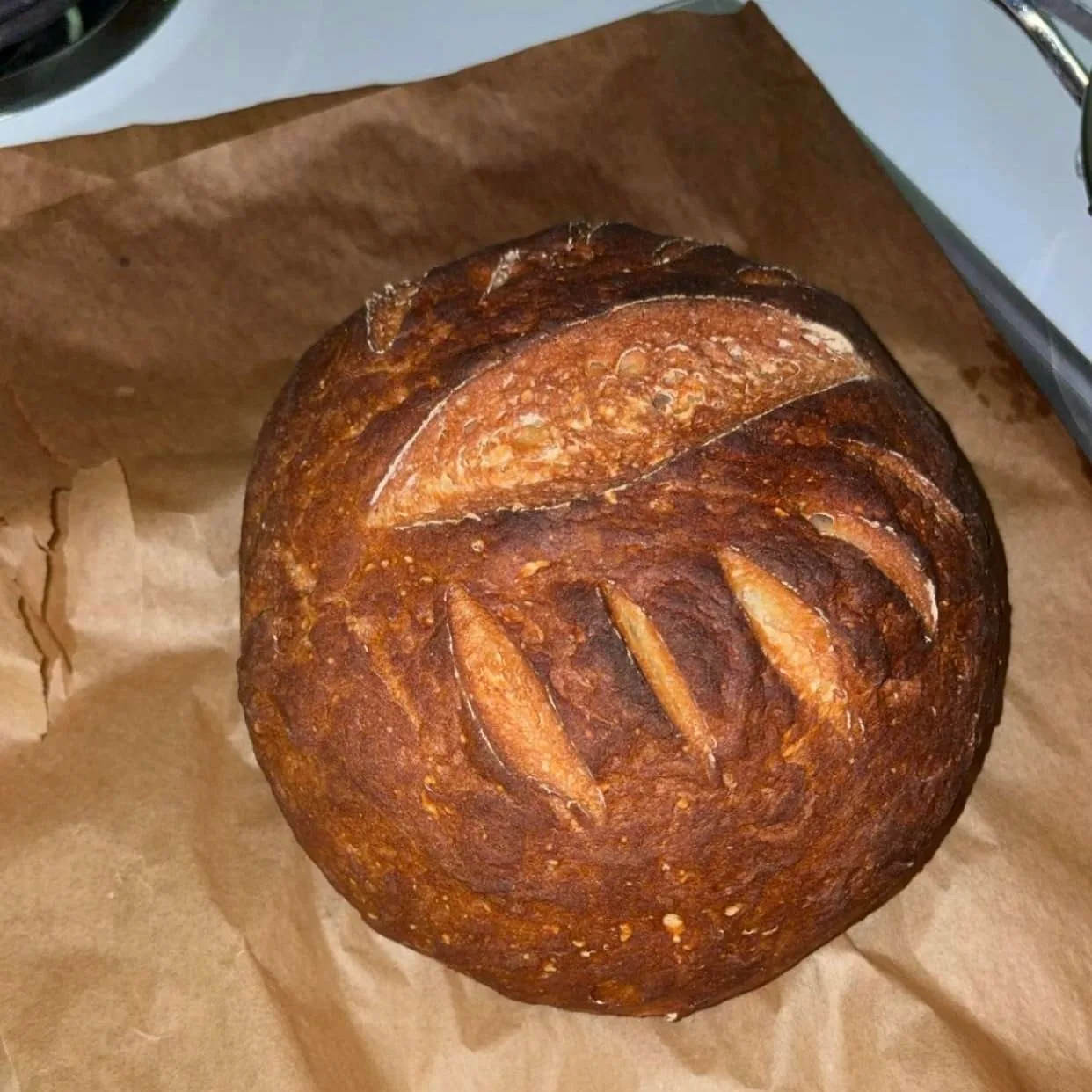 Customer photo of gluten-free product packaging showing ingredient list and allergen information