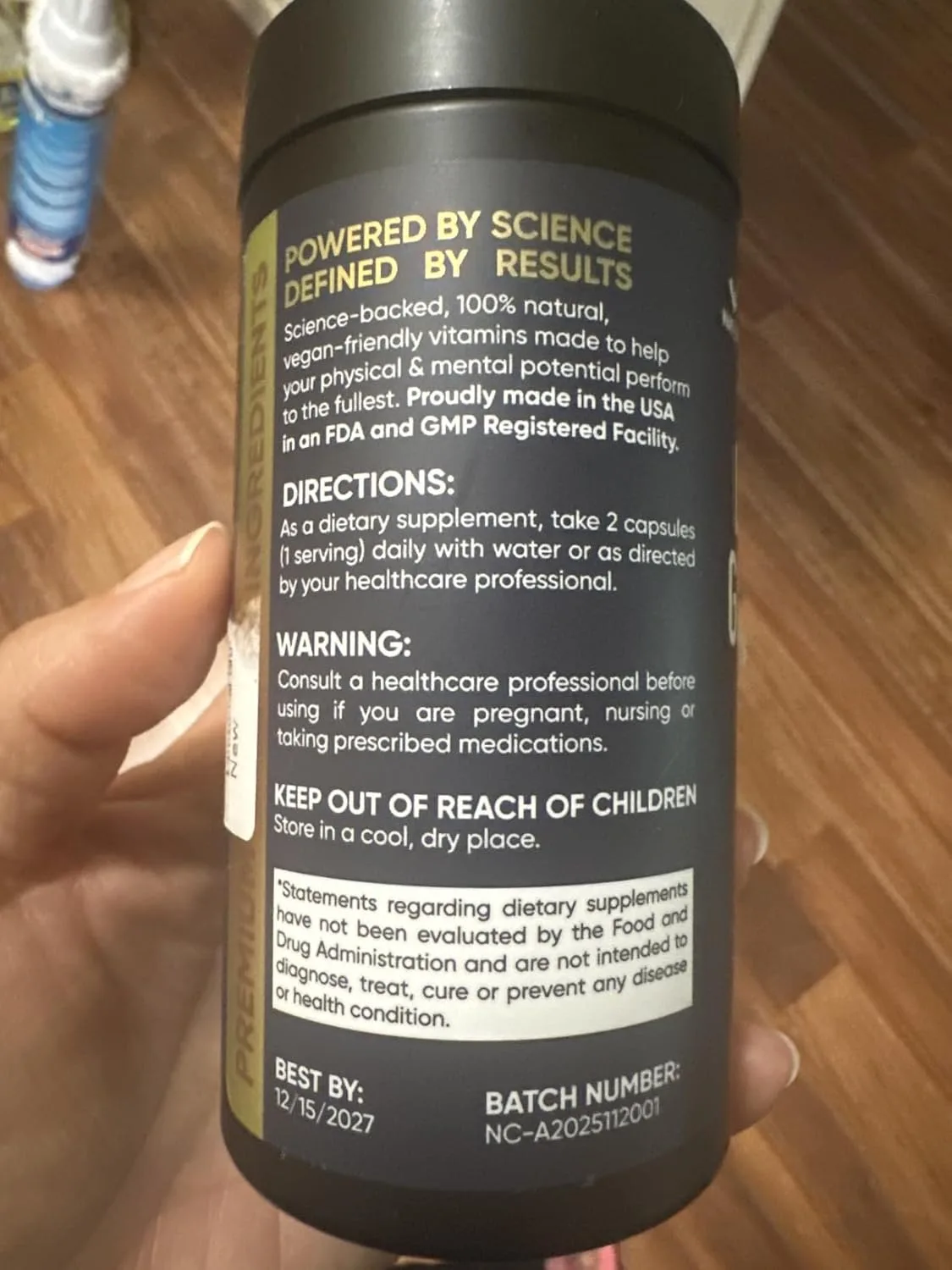 Customer photo of NAC, Glutathione, and Alpha-Lipoic Acid supplement bottle with label visible
